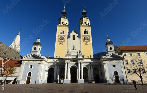The Beautiful Cathedral of Santa Maria Assunta and San Cassiano in Bressanone. Brixen / Bressanone is a town in South Tirol in northern Italy. South Tyrol, Bolzano. Italy.