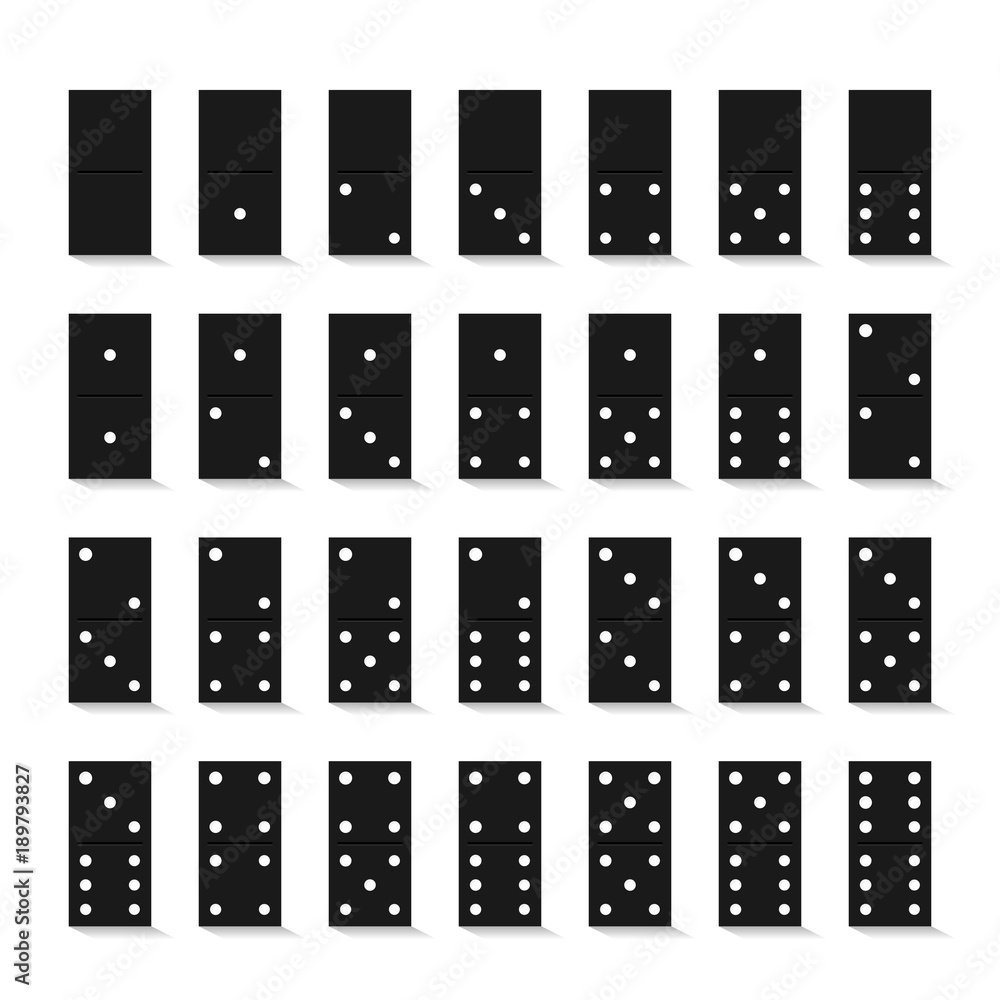 Domino full set with shadows on a white background. Vector Domino full set with shadows on a white background. Vector