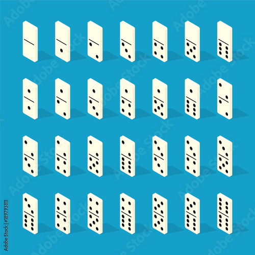 Domino set in isometric. Vector illustration