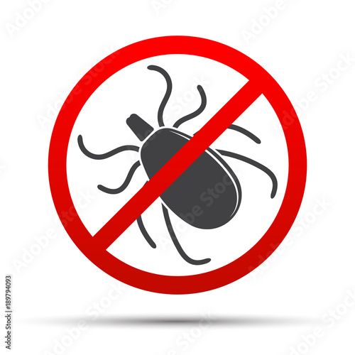 Tick mite in a red sign stop