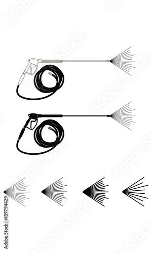 Power washer hose and spray pattern