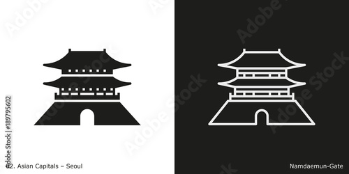 Namdaemun-Gate Icon. Landmark building of Seoul, the capital city of South Korea