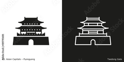 Taedong Gate Icon. Landmark building of Pyongyang, the capital city of North Korea