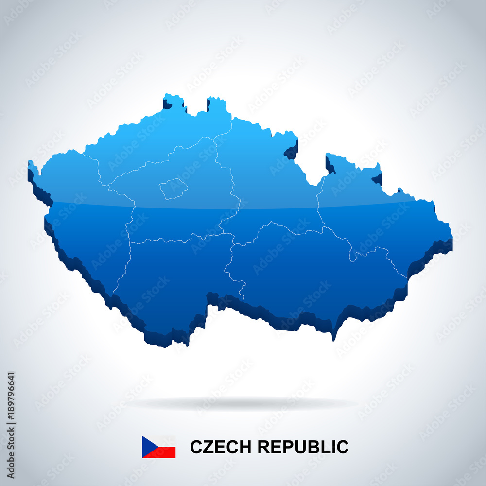 Czech Republic - map and flag - Detailed Vector Illustration