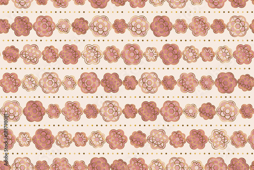 geometric decorative sakura or almond flowers in minimal jewelry style. Pale ...