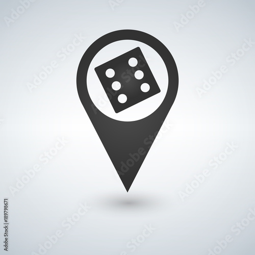 Dice Map Pointer . Vector illustration style is flat iconic symbols. Designed for apps.