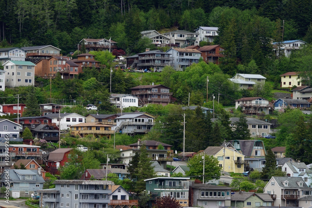 Side view of Ketchikan, Alaska from water