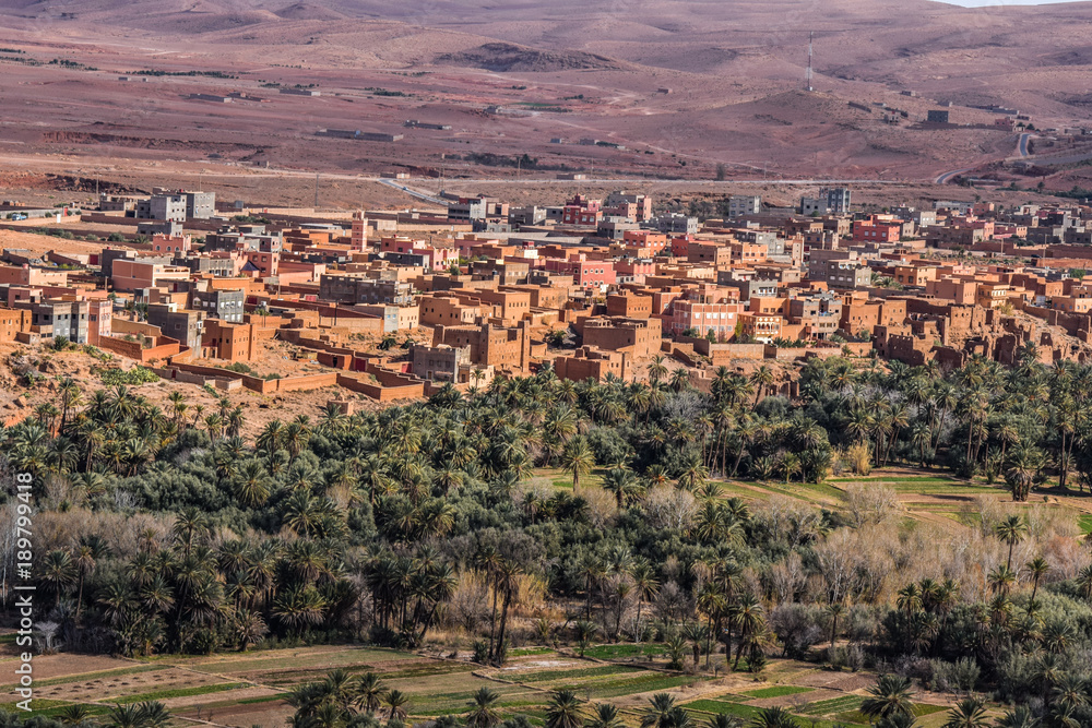 Fototapeta premium Panoramic view of Tinghir city, Morocco
