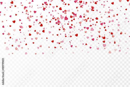 Vector realistic isolated heart confetti on the transparent background for decoration and covering. Concept of Happy Valentine's Day, wedding and anniversary.