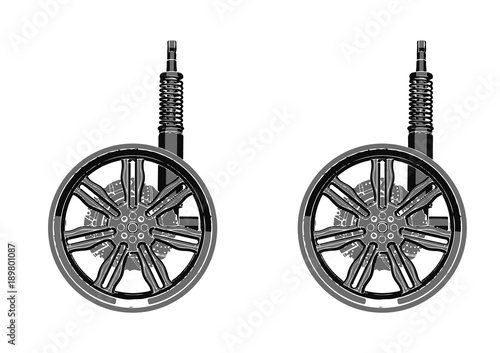 black wheel on white background