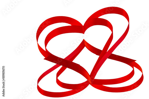 isolated heart of red ribbon on a white background for the  Valentine
