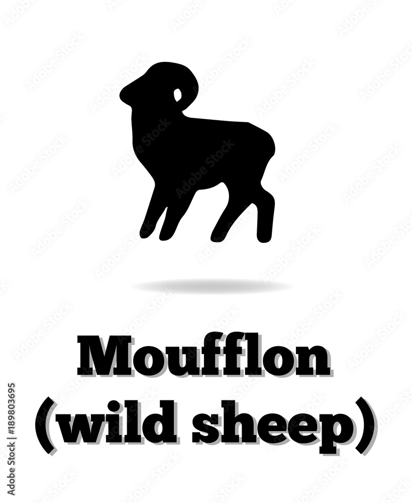 Moufflon (wild sheep) vector icon. Good for logo, print, emblem, badge, label and etc.