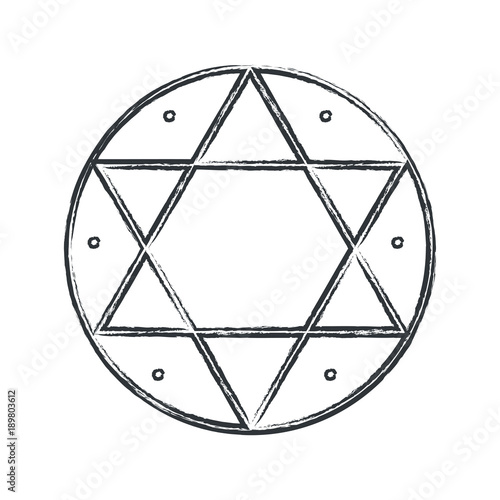 Vector magical symbol: Hexagram, Seal of Solomon. The signet ring attributed to King Solomon in medieval Jewish, Islamic and Western occultism and Kabbalah. photo