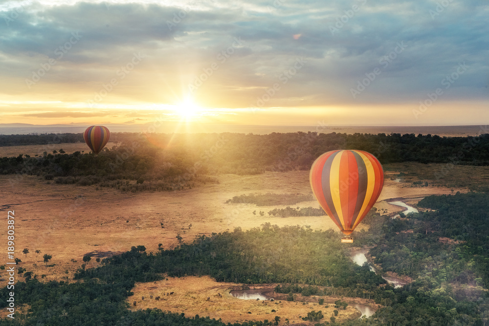 Obraz premium Lot balonem na gorące powietrze nad Masai Mara