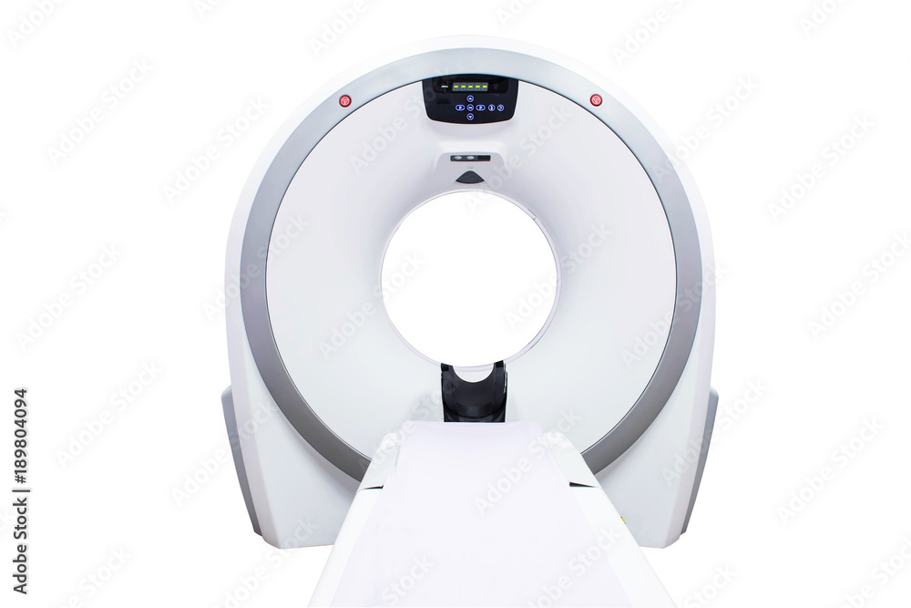 computed tomography ( CT Scan ) machine in the hospital on white background. computed tomography ( CT Scan ) machine in the hospital on white background.