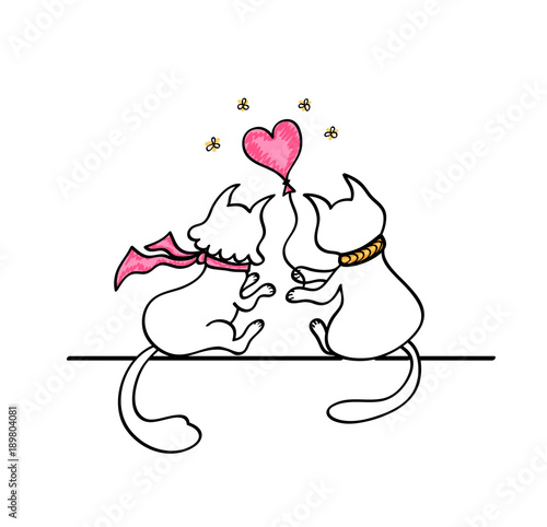 Premium Vector  Cat cartoon vector icon cats forming a love symbol with  hands vector illustration