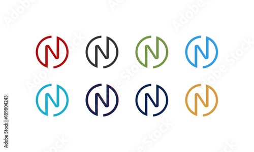 Letter N Circle Set Colorful Creative Modern Logo, Set of letter N logo collection with Circle Technology Logo