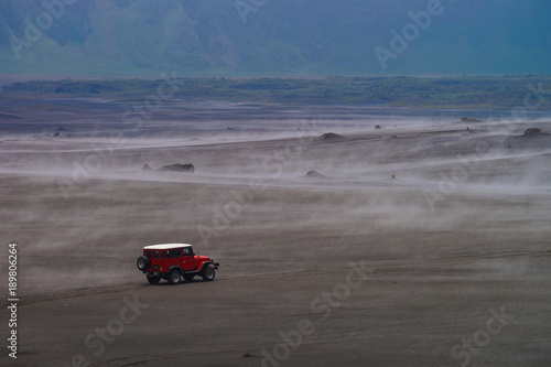 BROMO, INDONESIA - 2ND MAC 2014 - A classic and easiest way to do Bromo Tengger Semeru National Park was by jeep ride. Just sit on jeep along the way go roaming the misty fog at Pasir Berbisik.