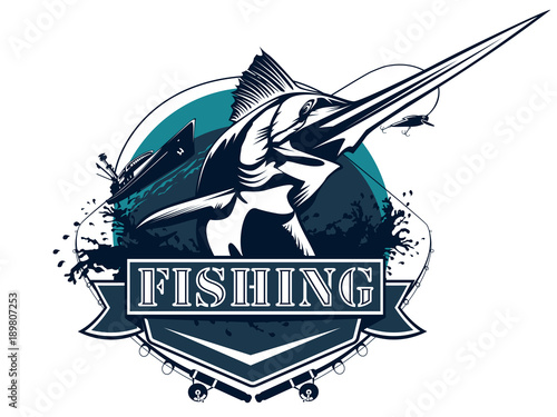Fotografia Sword fishing logo big
