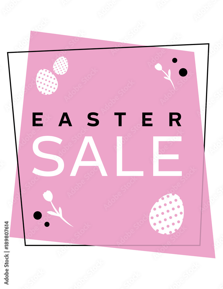Geometric Easter Sale sign. Letter size vector file. Easter theme clearance,  special, promotional signage for business advertising. Sale graphic for  displays, tags, banners, posters, flyers, website. Stock Vector