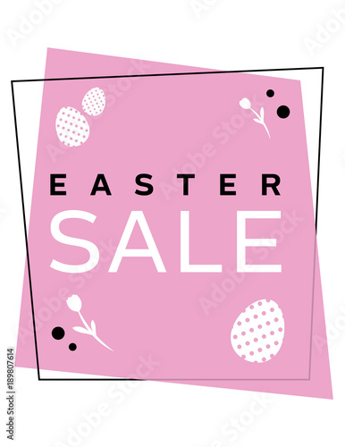 Geometric Easter Sale sign. Letter size vector file. Easter theme clearance, special, promotional signage for business advertising. Sale graphic for displays, tags, banners, posters, flyers, website.