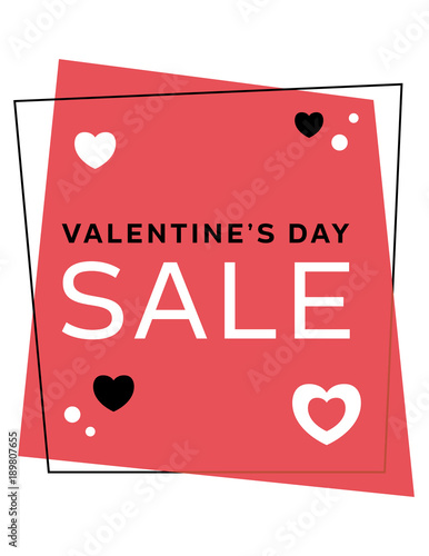 Geometric Valentine's Day sale sign. Letter size vector file. Valentines theme discount, markdown, advertising signage for business promotions. Sale graphic for displays, tags, flyers, website.