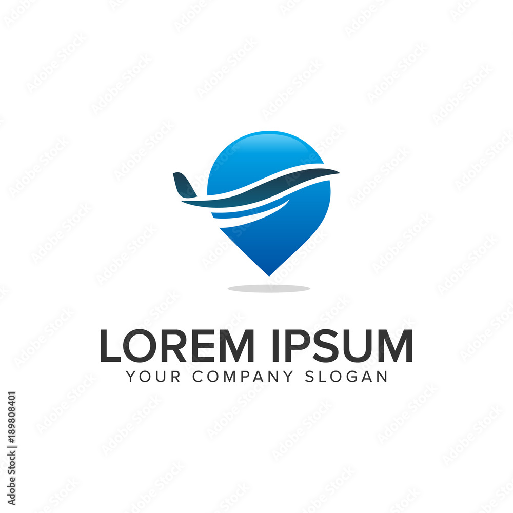 airplane map pointer logo. travel logo design concept template. fully editable vector airplane map pointer logo. travel logo design concept template. fully editable vector