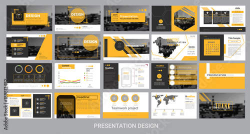 presentation template for promotion, advertising, flyer, brochure, product, report, banner, business, modern style on black and yellow background. vector illustration