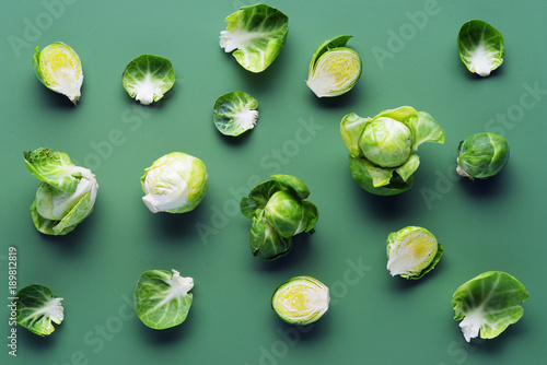 Top view of abstract green background of cabbage. photo
