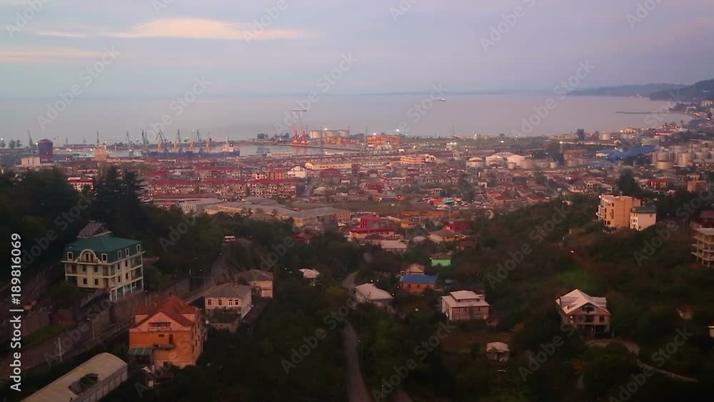 Aerial view of buildings and port of Batumi, Georgia, architectural cityscape Aerial view of buildings and port of Batumi, Georgia, architectural cityscape
