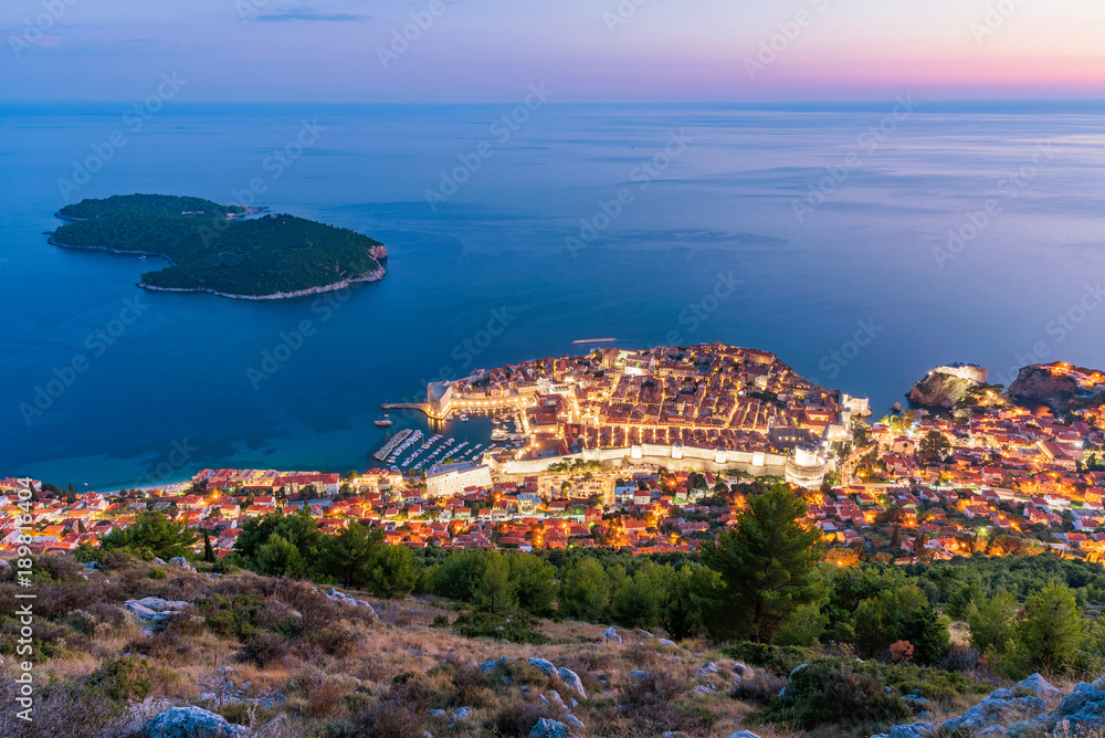 Aerial view of Dubrovnik and Lokrum island