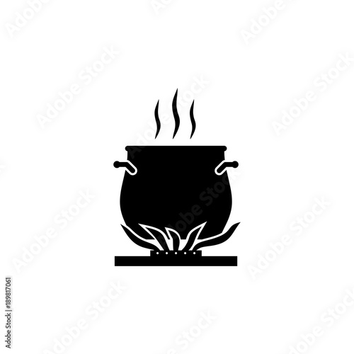 Cooking on fire vector icon