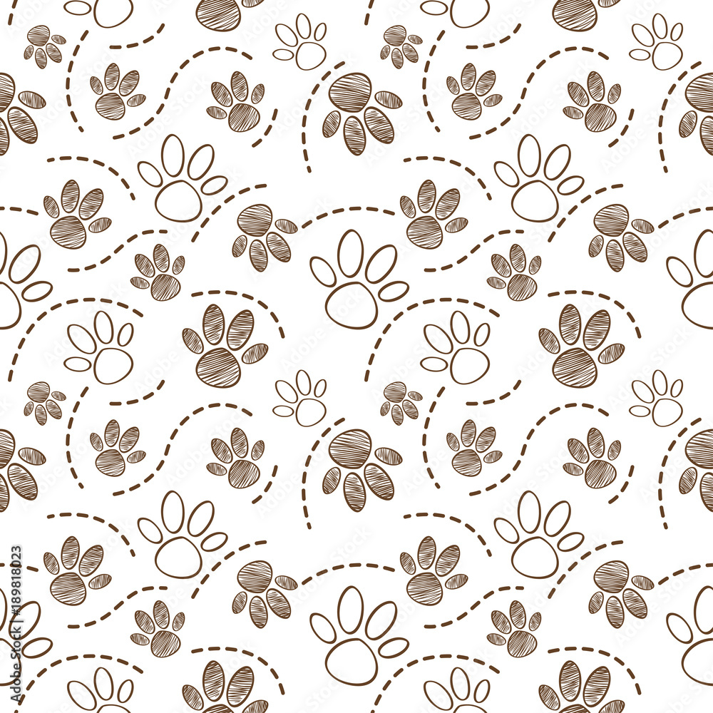Fototapeta premium dog pet foot draw seamless pattern