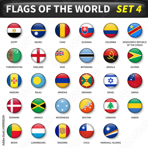 All flags of the world set 4 . Circle and convex design © stockdevil