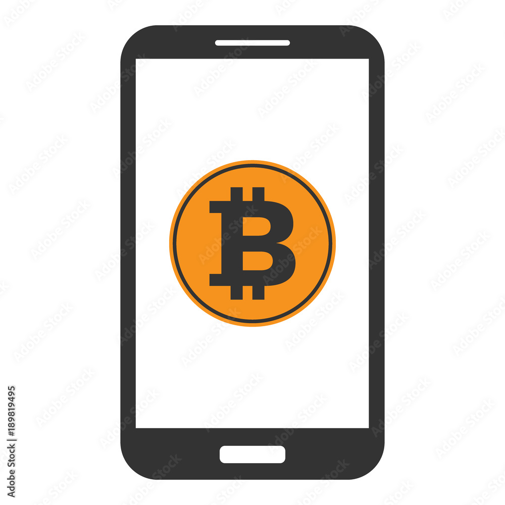 Smartphone with bitcoin symbol on screen. Vector icon. Smartphone with bitcoin symbol on screen. Vector icon.