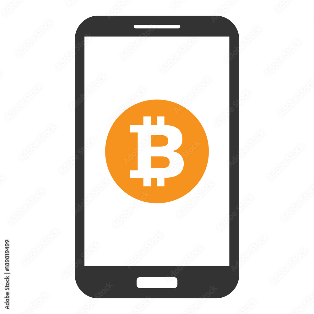 Smartphone with bitcoin symbol on screen. Vector icon. Smartphone with bitcoin symbol on screen. Vector icon.