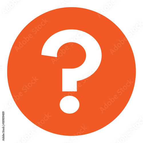Question mark (FAQ) in orange circle. Vector icon.