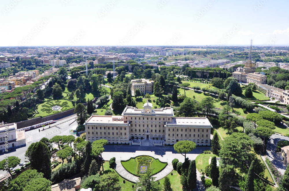 Panorama view of Vatican city, seeing from top of St. Peter Church
