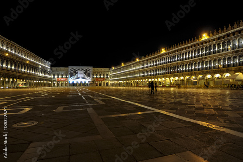 Night scene of St. Marco square in Venice Italy