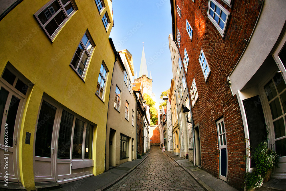 Old street in Lubeck  Germany