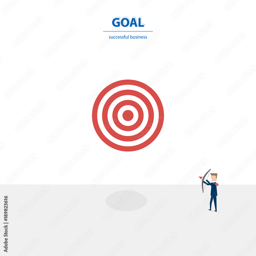 Successful businessman arrow target with bow and arrow Successful businessman arrow target with bow and arrow