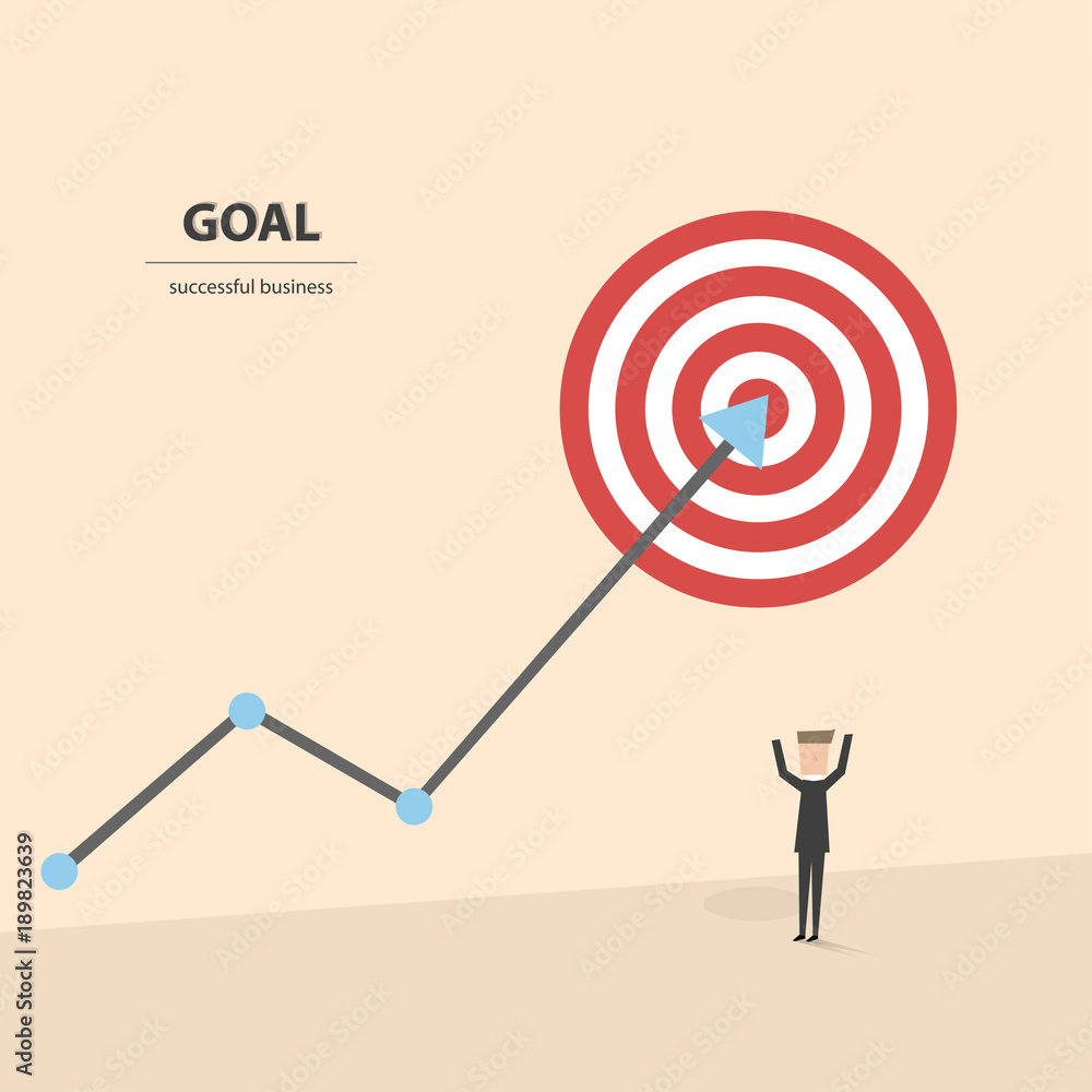 Successful businessman arrow target with bow and arrow Successful businessman arrow target with bow and arrow