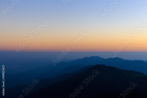 Sun rise with blue and orange sky in the morning © chalermchai