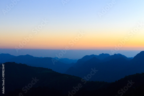 Sun rise with blue and orange sky in the morning © chalermchai