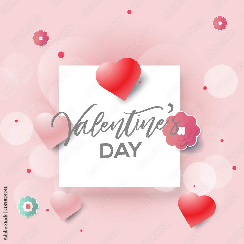 Valentines Day with Heart Shape Typography Greeting Cards, Posters and Flyers, Vector illustrator