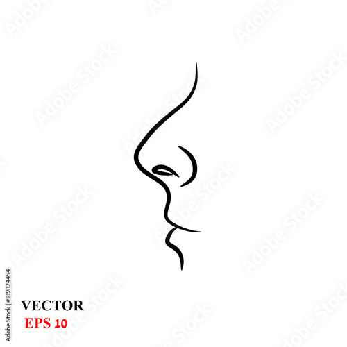 the nose and lips. vector