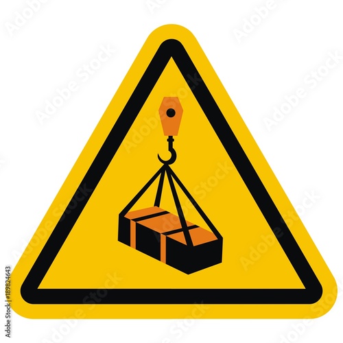 ISO 7010 W015 Warning, Overhead load, vector icon photo