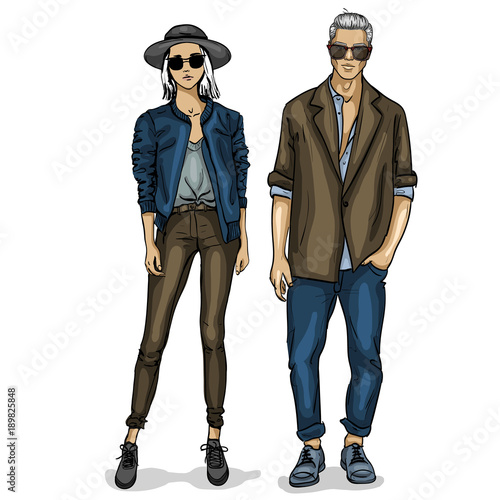 Vector woman and man