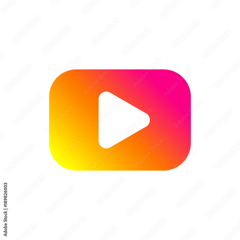 Colorful play button. Flat gradient icon. Isolated sign for web. Vector Colorful play button. Flat gradient icon. Isolated sign for web. Vector