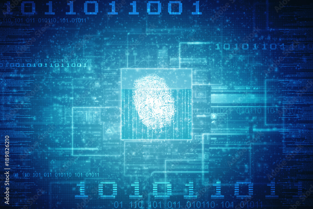 Obraz premium Fingerprint Scanning Technology Concept 2d Illustration